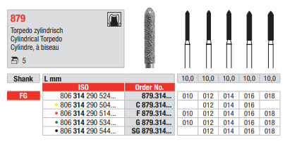 Edenta Diamant 879 Torpedo zylindrisch, 5 Stück