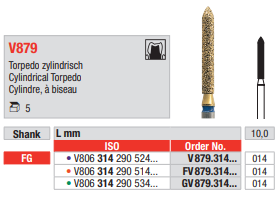 Edenta Diacut Diamant V879 Torpedo zylindrisch, 5 Stück